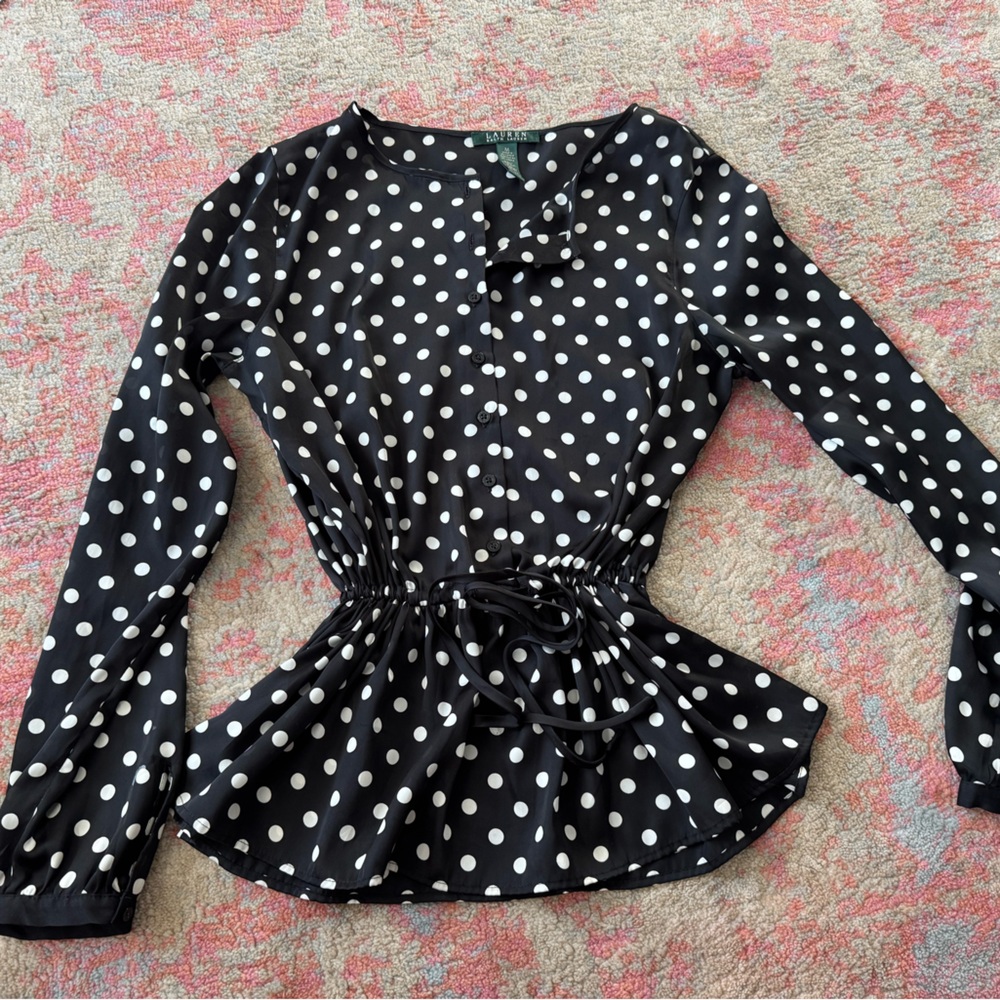 Ralph Lauren Black and White Polka Dot Top